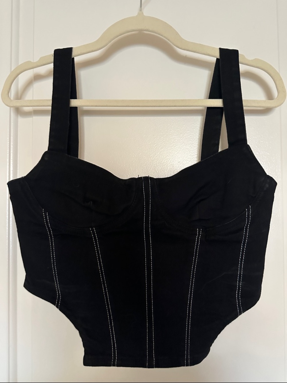 Zara women's black denim corset